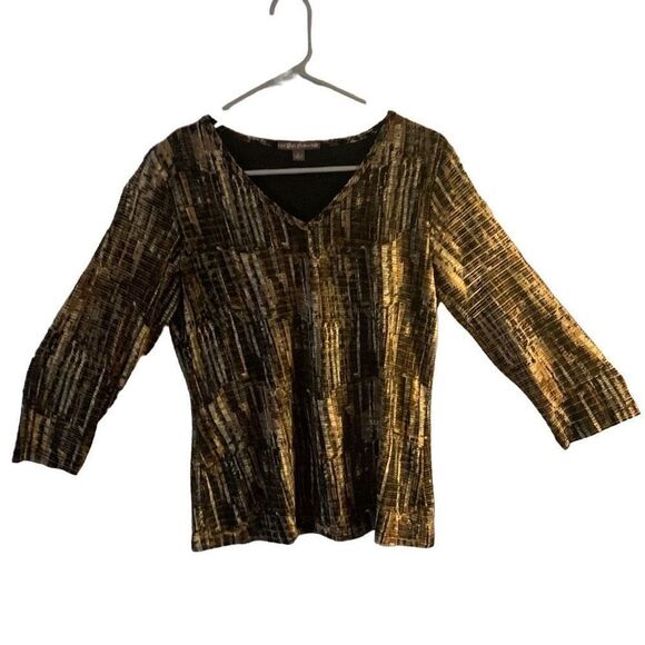 Pre Owned Women’s Sajic Couture Blouse Shirt Top Made in USA Sz Lg Festive - Picture 1 of 10